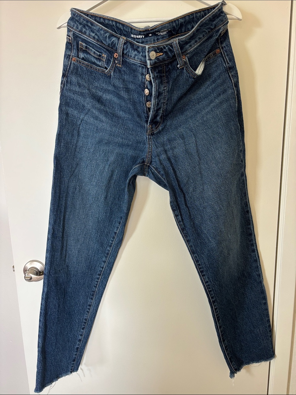 Old Navy Dark Blue High-Rise Button-Fly Straight Leg Cropped Jeans Size 10